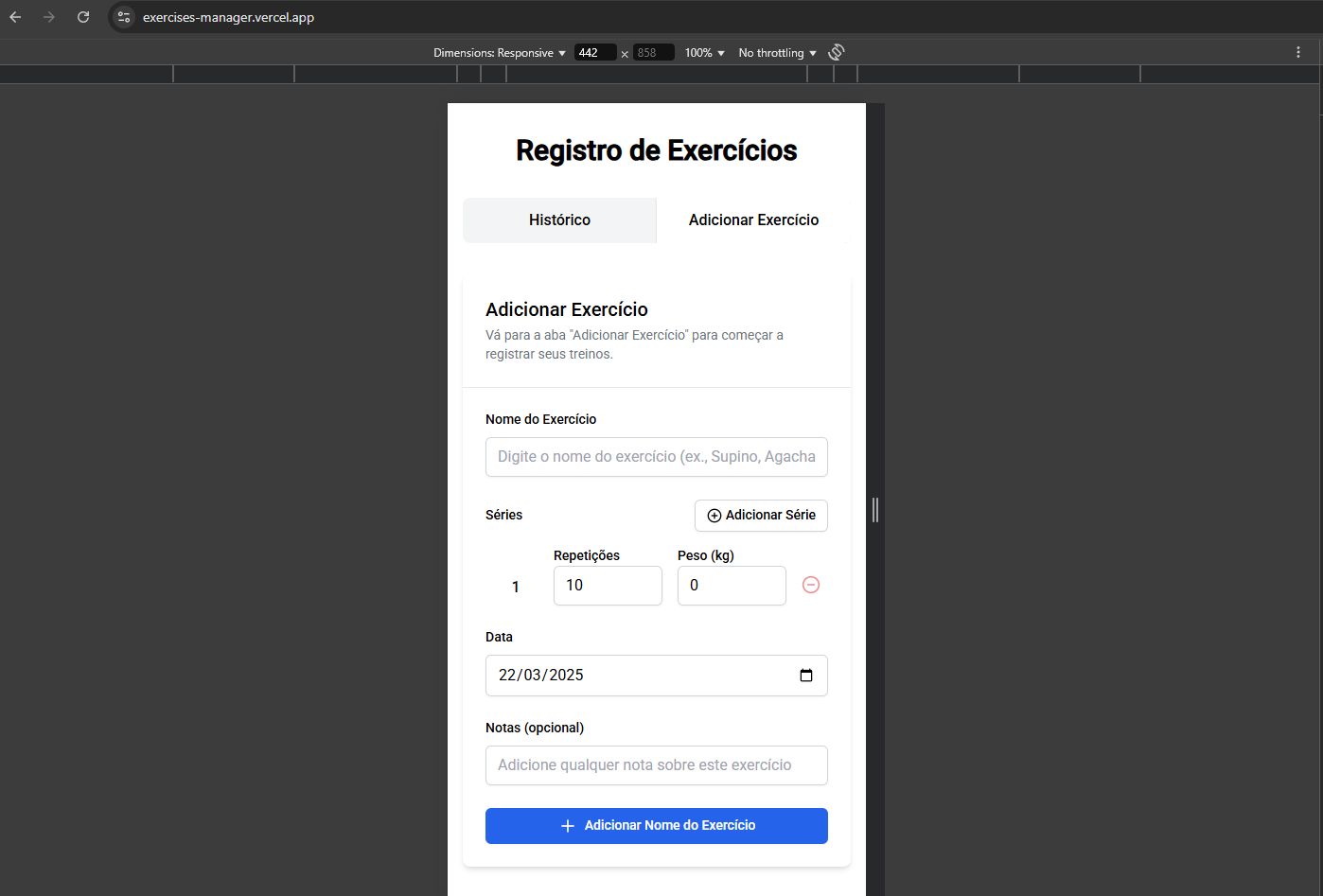 Exercises Tracker
